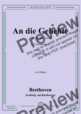 page one of Beethoven-An die Geliebte(To the Beloved),in A Major