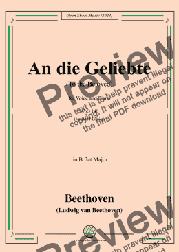 page one of Beethoven-An die Geliebte(To the Beloved),in B flat Major