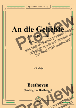 page one of Beethoven-An die Geliebte(To the Beloved),in B Major