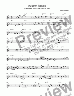 page one of Cosma - Autumn leaves jazz ipromptu for trumpet Bb