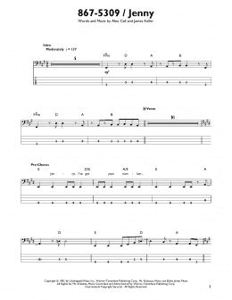 page one of 867-5309/Jenny (Easy Bass Tab)