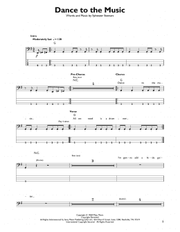 page one of Dance To The Music (Easy Bass Tab)