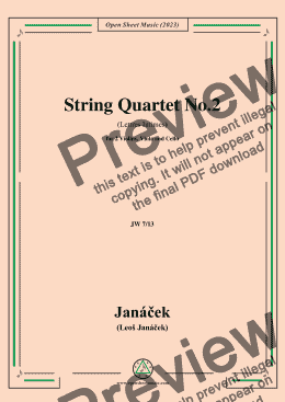 page one of Janáček-String Quartet No.2(Lettres Intimes),JW 7/13