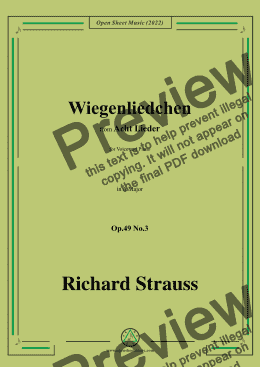 page one of Richard Strauss-Wiegenliedchen,in A Major