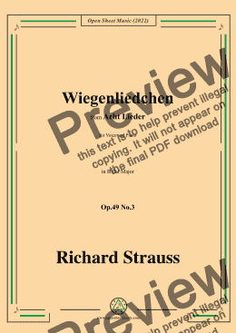 page one of Richard Strauss-Wiegenliedchen,in B flat Major