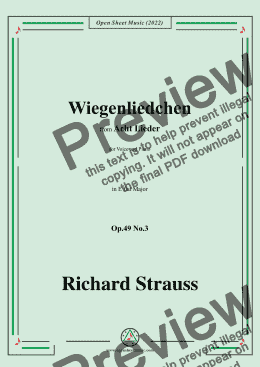 page one of Richard Strauss-Wiegenliedchen,in E flat Major