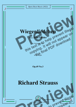 page one of Richard Strauss-Wiegenliedchen,in D Major