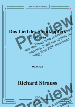 page one of Richard Strauss-Das Lied des Steinklopfers,in e flat minor