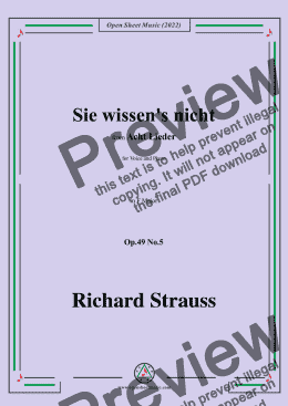 page one of Richard Strauss-Sie wissen's nicht,in F Major