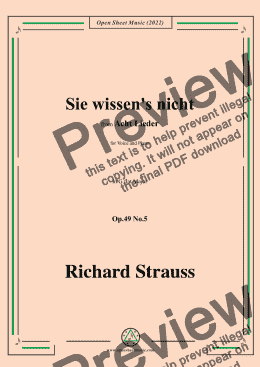 page one of Richard Strauss-Sie wissen's nicht,in G flat Major