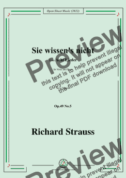 page one of Richard Strauss-Sie wissen's nicht,in G Major