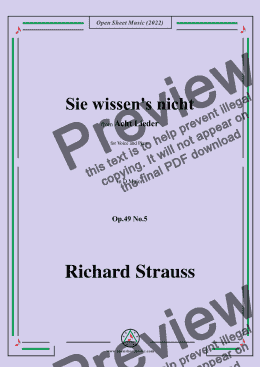 page one of Richard Strauss-Sie wissen's nicht,in D Major