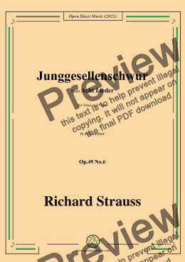 page one of Richard Strauss-Junggesellenschwur,in a flat minor