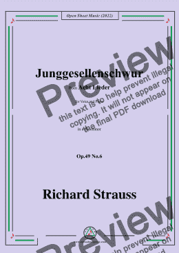 page one of Richard Strauss-Junggesellenschwur,in e flat minor