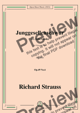 page one of Richard Strauss-Junggesellenschwur,in d minor