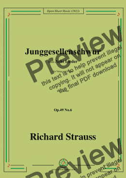 page one of Richard Strauss-Junggesellenschwur,in c minor