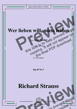 page one of Richard Strauss-Wer lieben will,muß leiden,in A flat Major