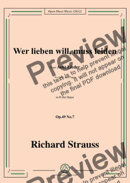 page one of Richard Strauss-Wer lieben will,muß leiden,in B flat Major