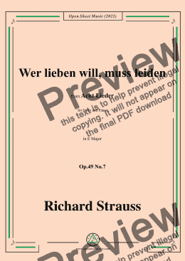 page one of Richard Strauss-Wer lieben will,muß leiden,in E Major