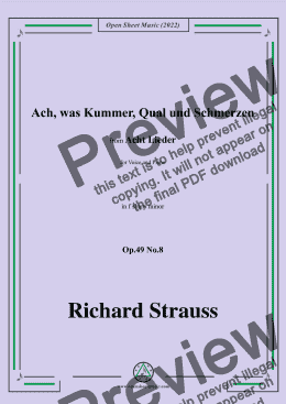 page one of Richard Strauss-Ach,was Kummer,Qual und Schmerzen,in f sharp minor