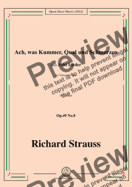 page one of Richard Strauss-Ach,was Kummer,Qual und Schmerzen,in f minor