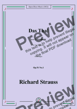 page one of Richard Strauss-Das Tal,in B Major,Op.51 No.1