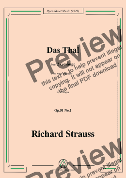 page one of Richard Strauss-Das Tal,in C Major,Op.51 No.1