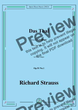 page one of Richard Strauss-Das Tal,in D flat Major,Op.51 No.1