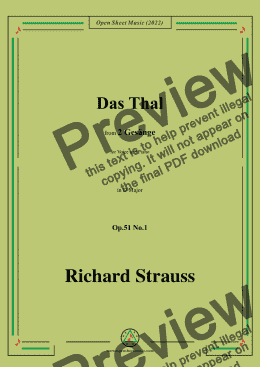 page one of Richard Strauss-Das Tal,in D Major,Op.51 No.1