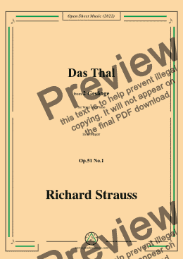 page one of Richard Strauss-Das Tal,in A Major,Op.51 No.1