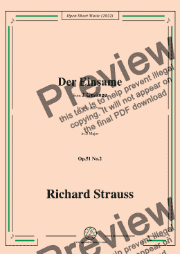 page one of Richard Strauss-Der Einsame,in D Major,Op.51 No.2