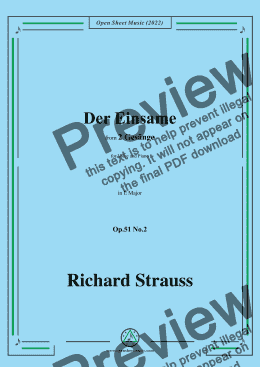 page one of Richard Strauss-Der Einsame,in E Major,Op.51 No.2