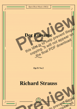 page one of Richard Strauss-Der Einsame,in C Major,Op.51 No.2