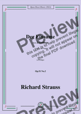 page one of Richard Strauss-Der Einsame,in B Major,Op.51 No.2