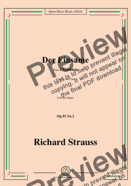 page one of Richard Strauss-Der Einsame,in B flat Major,Op.51 No.2