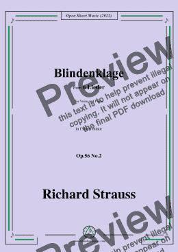 page one of Richard Strauss-Blindenklage,in f sharp minor