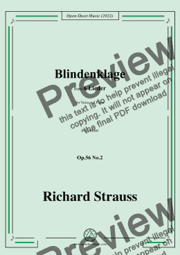 page one of Richard Strauss-Blindenklage,in e minor,Op.56 No.2