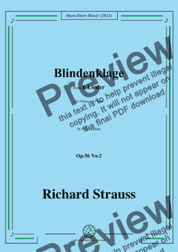 page one of Richard Strauss-Blindenklage,in e flat minor