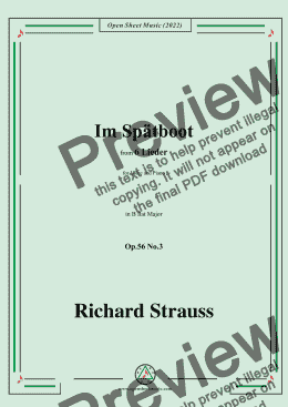 page one of Richard Strauss-Im Spätboot,in B flat Major,Op.56 No.3