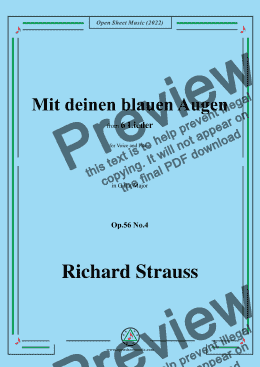 page one of Richard Strauss-Mit deinen blauen Augen,in G flat Major