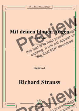 page one of Richard Strauss-Mit deinen blauen Augen,in G Major