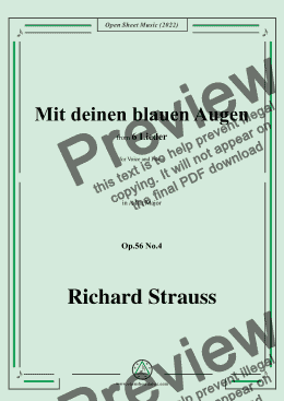 page one of Richard Strauss-Mit deinen blauen Augen,in A flat Major