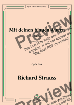 page one of Richard Strauss-Mit deinen blauen Augen,in A Major