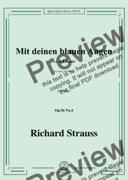 page one of Richard Strauss-Mit deinen blauen Augen,in E Major