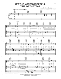 page one of The Most Wonderful Time Of The Year (Piano, Vocal & Guitar Chords (Right-Hand Melody))