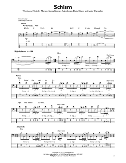 page one of Schism (Easy Bass Tab)