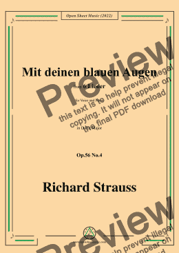 page one of Richard Strauss-Mit deinen blauen Augen,in D flat Major