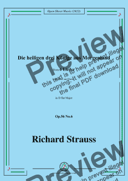 page one of Richard Strauss-Die heiligen drei Könige aus Morgenland,in D flat Major