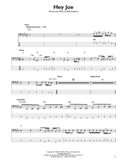 page one of Hey Joe (Easy Bass Tab)