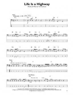 page one of Life Is A Highway (Easy Bass Tab)